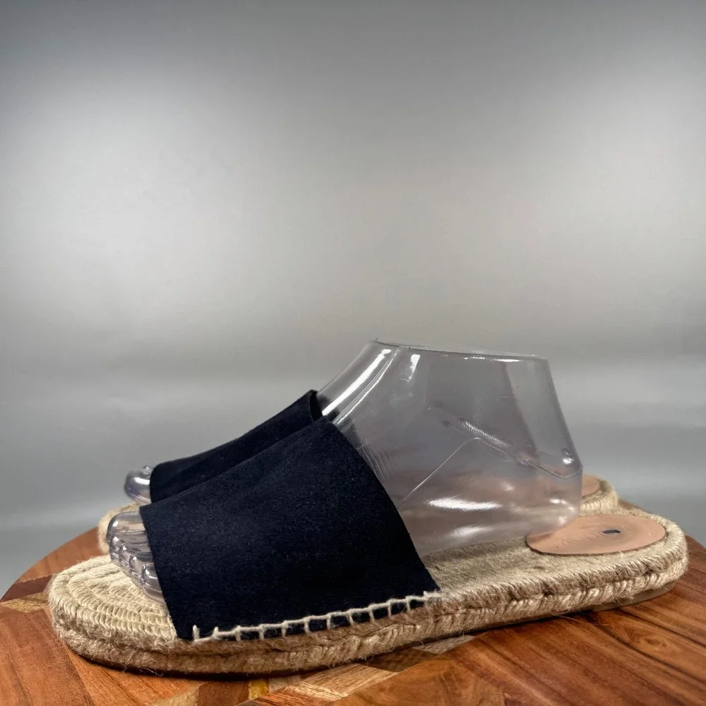 J.Crew Womens 11 Navy Blue Suede Espadrille Slide Sandals Made in Spain Flat